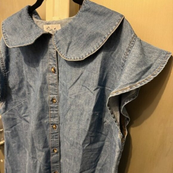 Miss Selfridge denim babydoll shirt mini dress in blue chambray - Picture 10 of 16
